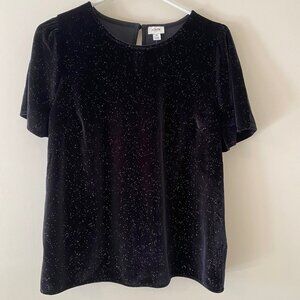 NWT - J Crew Shimmer velvet top - Black / Gold - Size Medium M